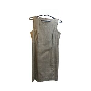 GAP Size 4 Sleeveless Windowpane Midi Dress - Brown Plaid